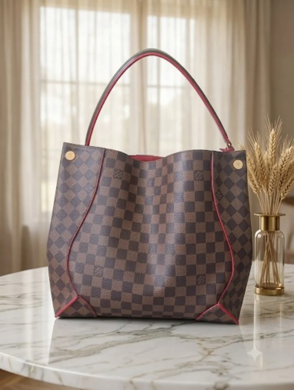 Louis Vuitton Caissa Hobo Damier Ebene Red Cherry Bag Full Set ✨️ EUC